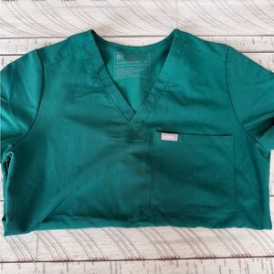 FIGS Women's green V-Neck Scrub Top